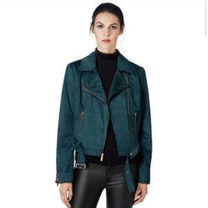 Wildflower Emerald Faux Suede Moro Jacket, Size S